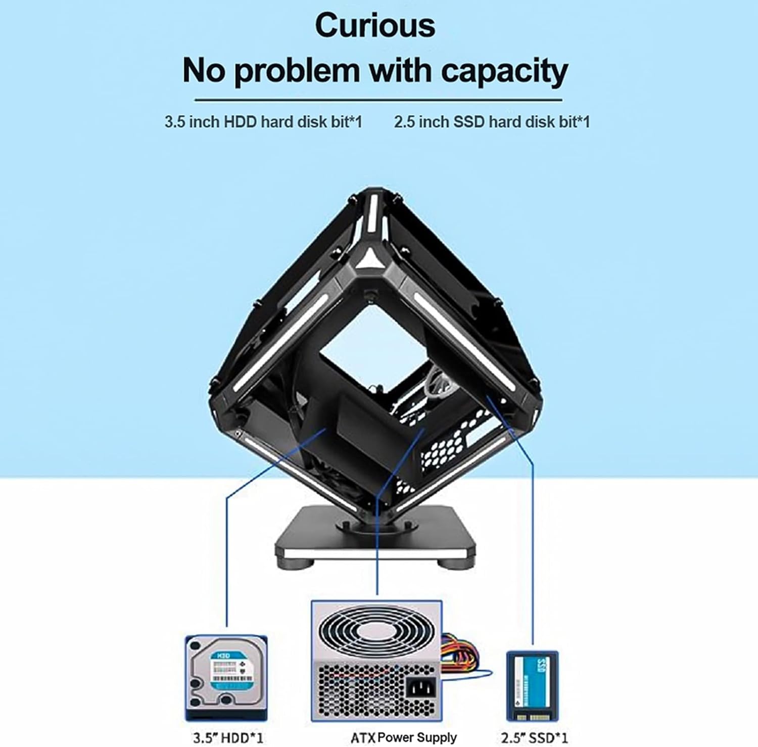 Cube Computer Case Micro-ATX/Mini-ITX Desktop Internet Cafe Gaming Mainframe USB3.0 Front Interface Edge RGB Light Unique Chassis 58x58x25cm Cube Computer Case Micro-ATX/Mini-ITX Desktop Internet Cafe Gaming Mainframe USB3.0 Front Interface Edge RGB Light Unique Chassis 58x58x25cm